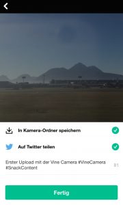 Camera Roll und/oder Twitter auswählen