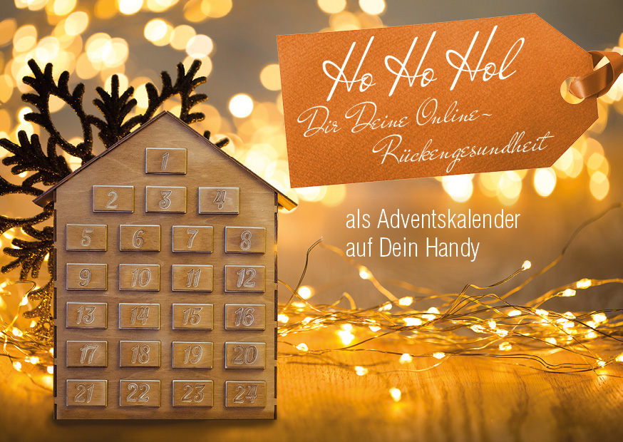 Ankündigende Postkarte zum Snack-Content Adventskalender Rückengesundheit